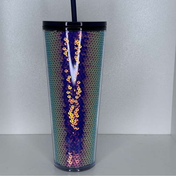 Starbucks Dark Purple Sequin Venti Cold Cup Tumbler Rare - Picture 6 of 7